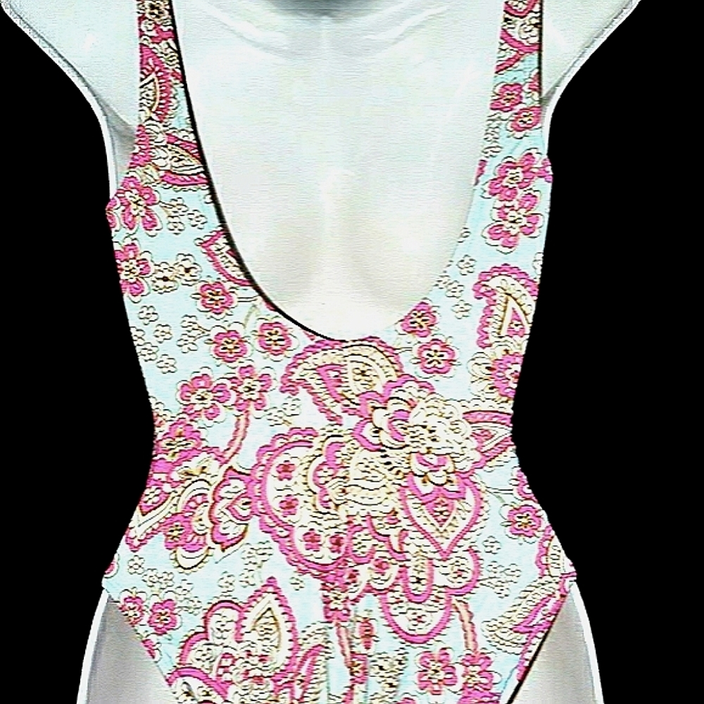 Classy Pastel paisley print one piece bathing suit - Picture 7 of 7